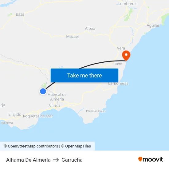 Alhama De Almería to Garrucha map