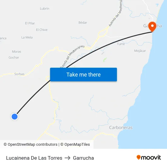 Lucainena De Las Torres to Garrucha map