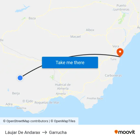 Láujar De Andarax to Garrucha map