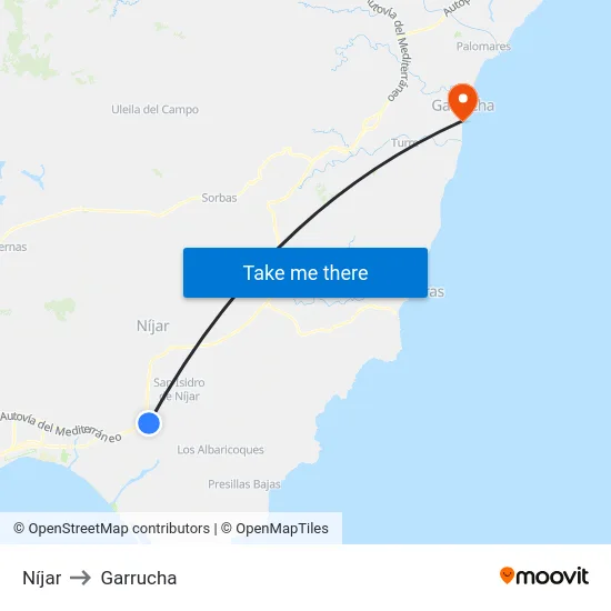 Níjar to Garrucha map
