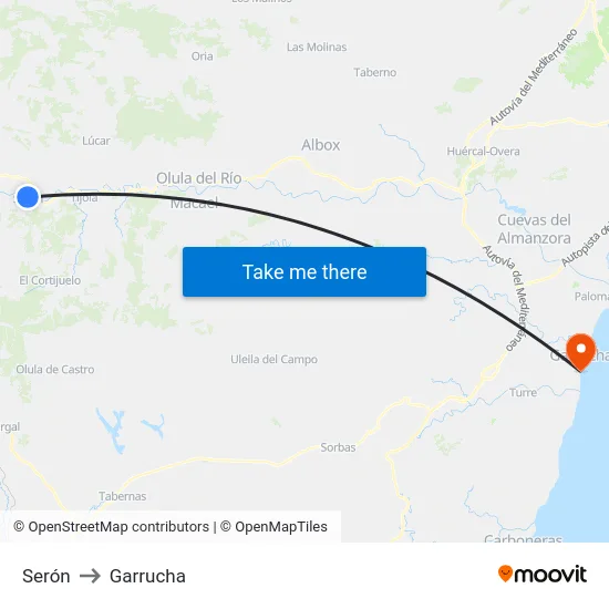 Serón to Garrucha map