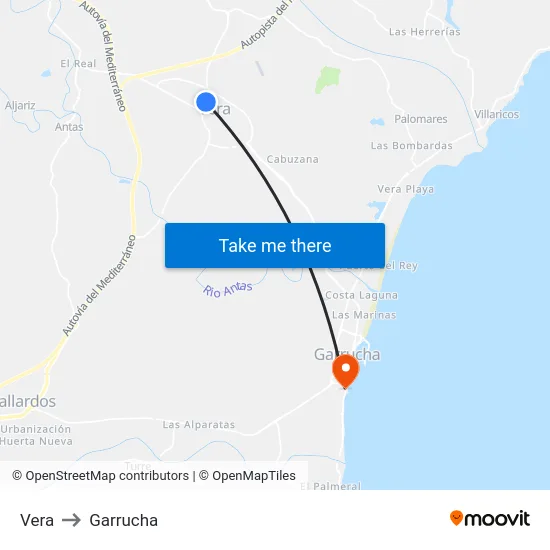 Vera to Garrucha map