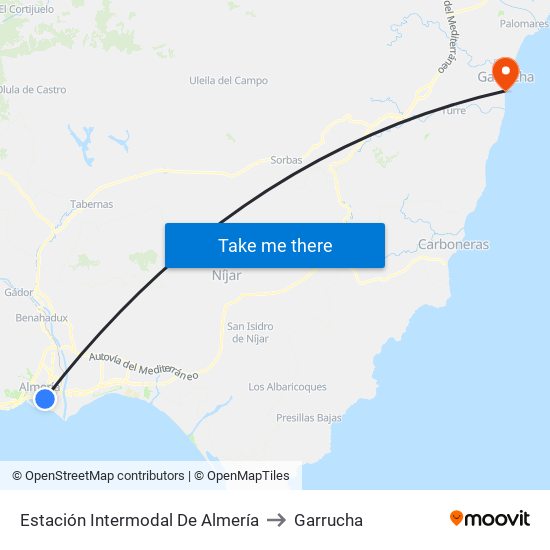 Estación Intermodal De Almería to Garrucha map