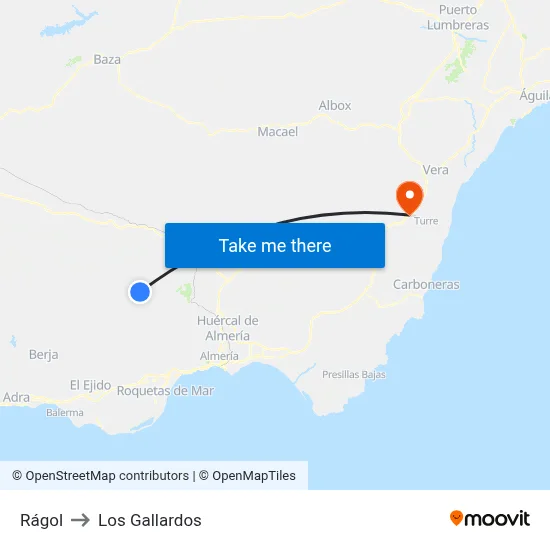 Rágol to Los Gallardos map