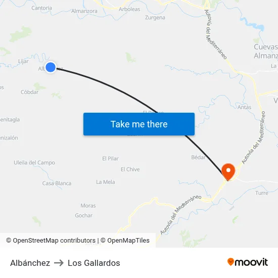 Albánchez to Los Gallardos map