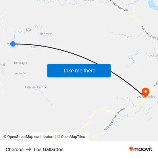 Chercos to Los Gallardos map