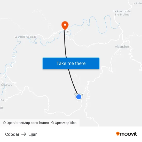 Cóbdar to Líjar map
