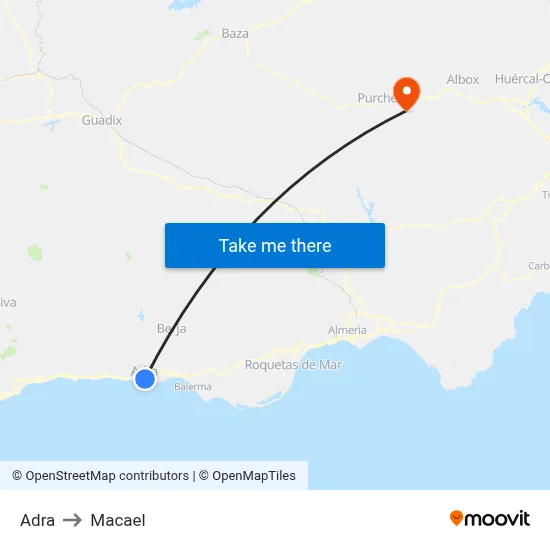 Adra to Macael map