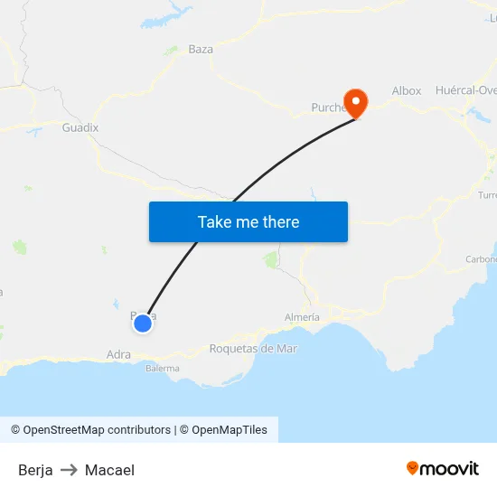 Berja to Macael map