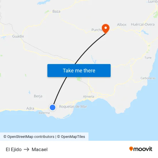 El Ejido to Macael map