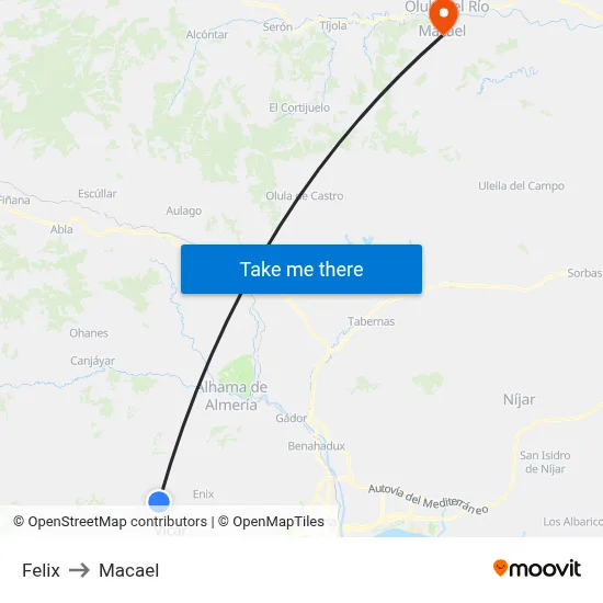 Felix to Macael map