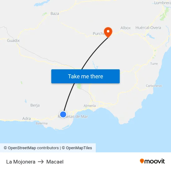 La Mojonera to Macael map