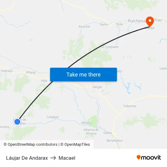 Láujar De Andarax to Macael map