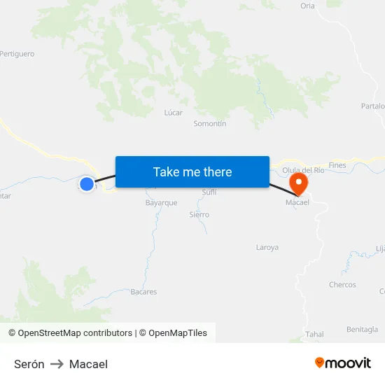 Serón to Macael map