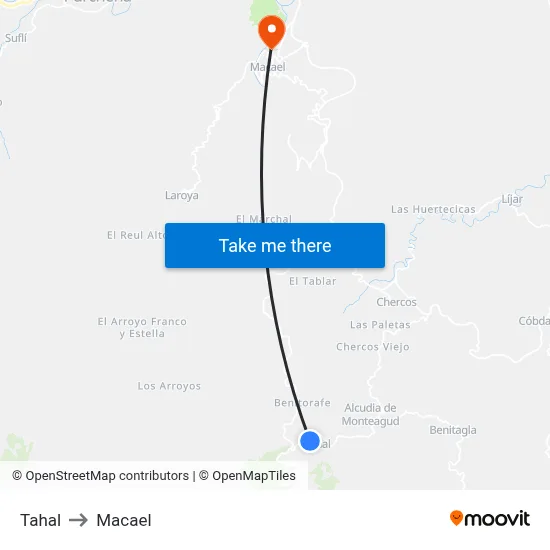 Tahal to Macael map