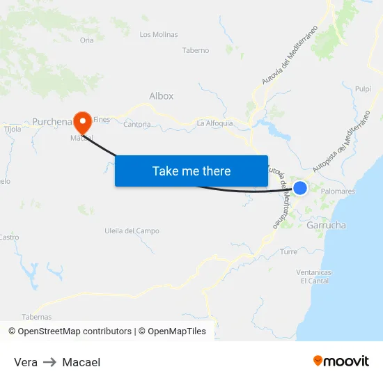 Vera to Macael map