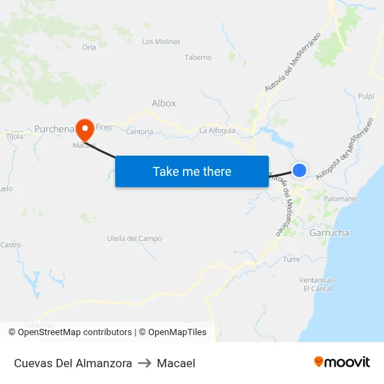 Cuevas Del Almanzora to Macael map