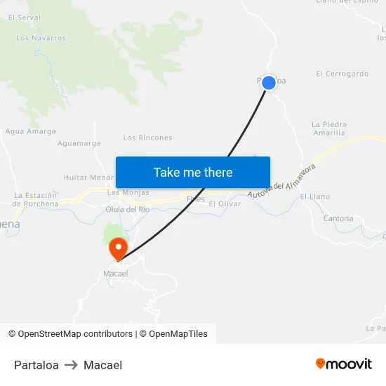 Partaloa to Macael map