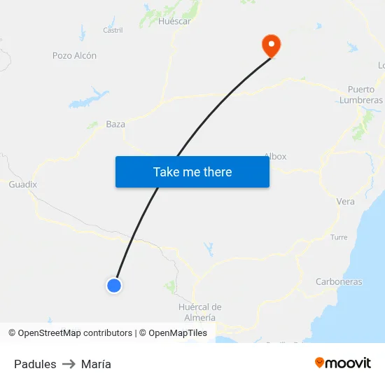 Padules to María map