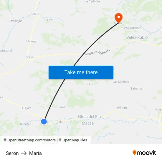 Serón to María map