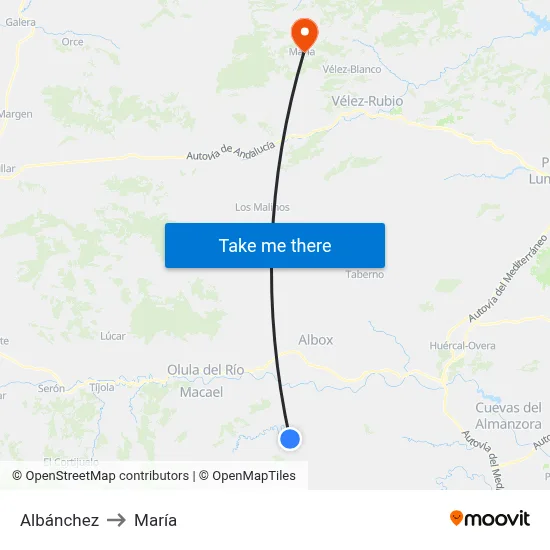 Albánchez to María map