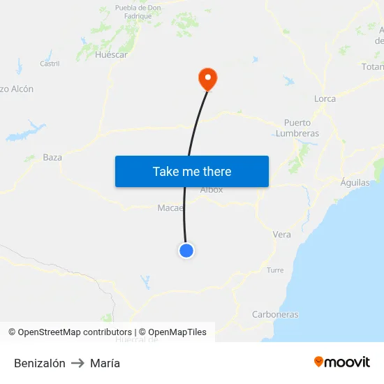 Benizalón to María map