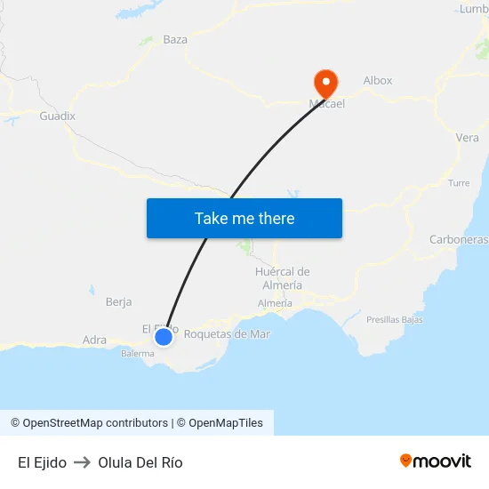 El Ejido to Olula Del Río map