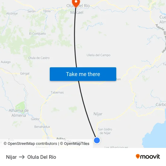 Níjar to Olula Del Río map