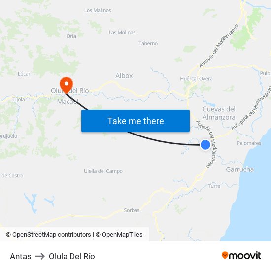 Antas to Olula Del Río map