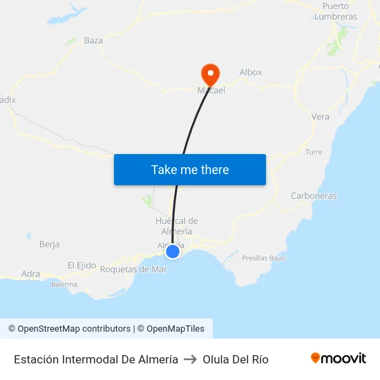 Estación Intermodal De Almería to Olula Del Río map