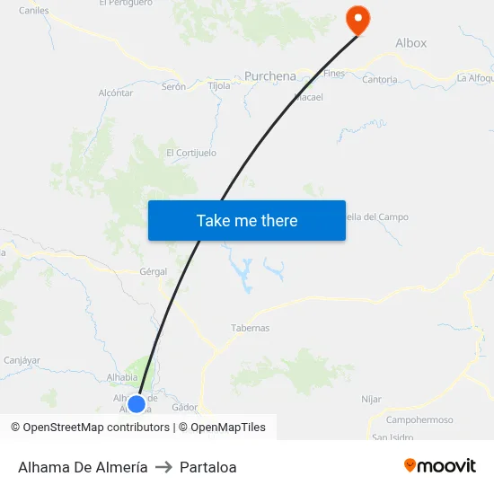 Alhama De Almería to Partaloa map