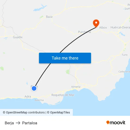 Berja to Partaloa map