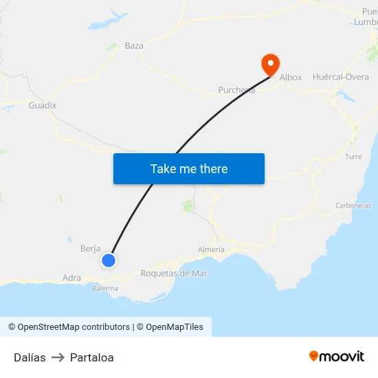 Dalías to Partaloa map