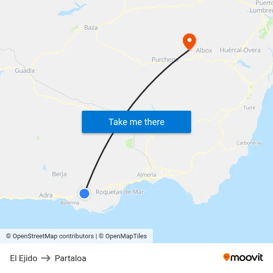 El Ejido to Partaloa map