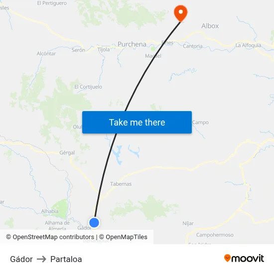 Gádor to Partaloa map