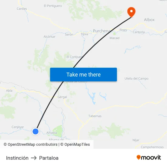 Instinción to Partaloa map