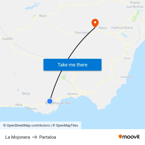 La Mojonera to Partaloa map