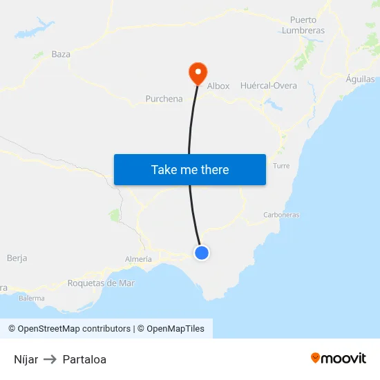 Níjar to Partaloa map