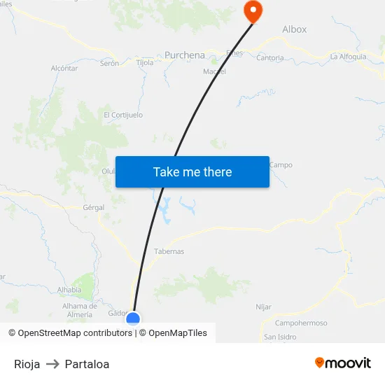 Rioja to Partaloa map
