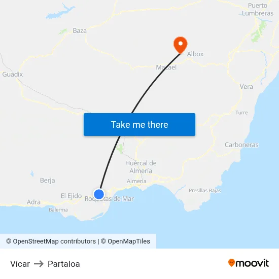 Vícar to Partaloa map