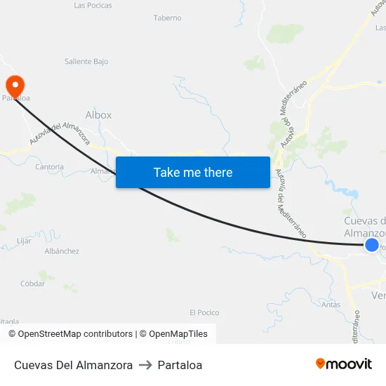Cuevas Del Almanzora to Partaloa map