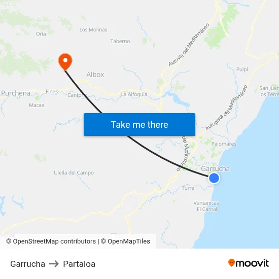 Garrucha to Partaloa map