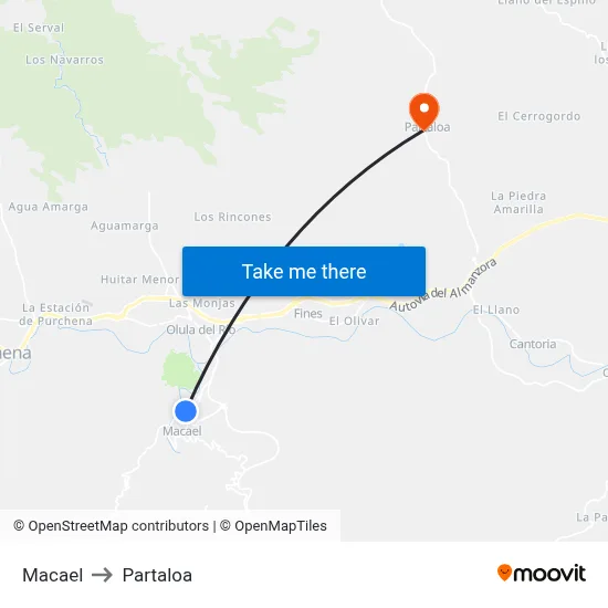 Macael to Partaloa map
