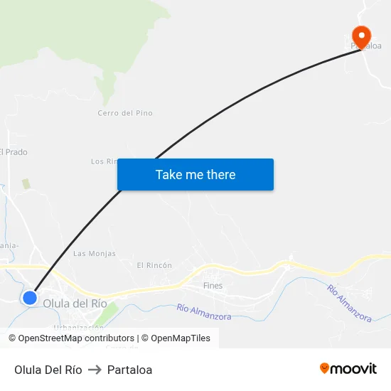 Olula Del Río to Partaloa map