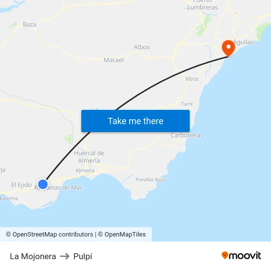 La Mojonera to Pulpí map