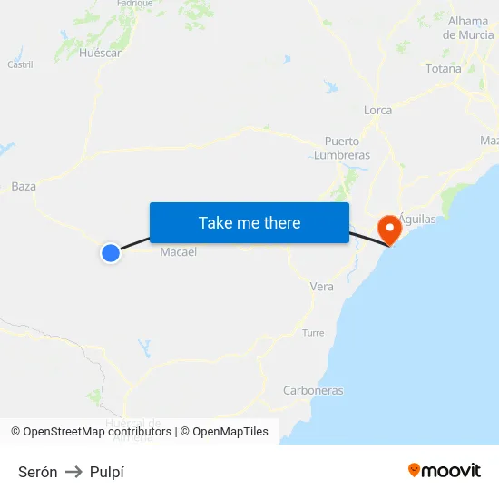 Serón to Pulpí map