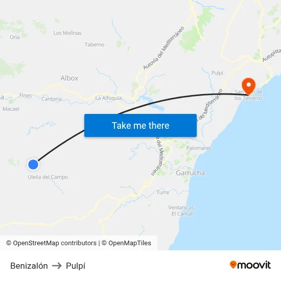 Benizalón to Pulpí map