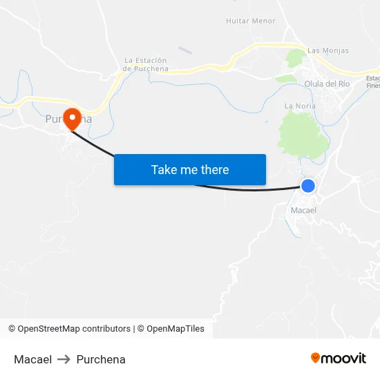 Macael to Purchena map