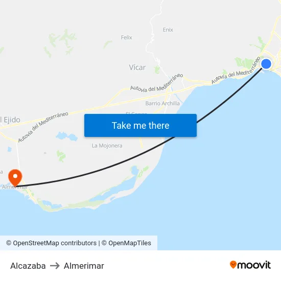 Alcazaba to Almerimar map