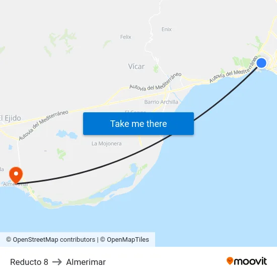 Reducto 8 to Almerimar map
